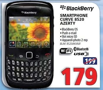 Promotions Smartphone curve 8520 azerty - Blackberry - Valide de 30/08/2011 à 14/09/2011 chez Kitchenmarket