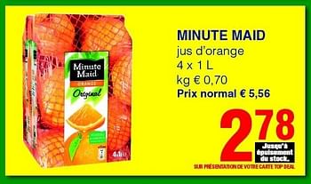 Promotions Minute maid jus d`orange - Minute Maid - Valide de 01/09/2011 à 14/09/2011 chez Spar (Colruytgroup)