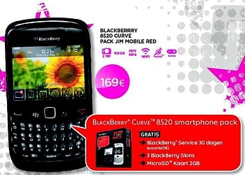 Promoties Blackberrry 8520 curve pack jim mobile red - Blackberry - Geldig van 01/09/2011 tot 30/09/2011 bij ALLO Telecom