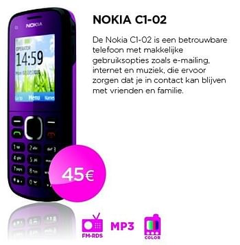Promoties Nokia c1-02 - Nokia - Geldig van 01/09/2011 tot 30/09/2011 bij ALLO Telecom