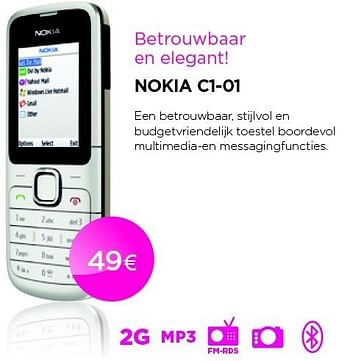 Promoties Nokia c1-01 - Nokia - Geldig van 01/09/2011 tot 30/09/2011 bij ALLO Telecom