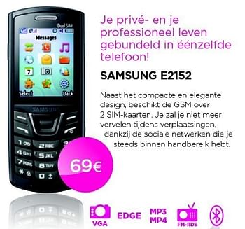 Promoties Samsung e2152 - Samsung - Geldig van 01/09/2011 tot 30/09/2011 bij ALLO Telecom