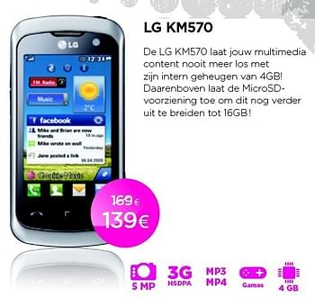 Promoties Lg km570 - LG - Geldig van 01/09/2011 tot 30/09/2011 bij ALLO Telecom
