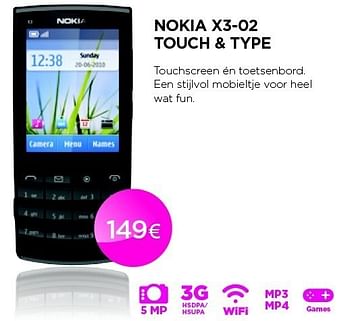 Promoties Nokia x3-02 touch & type - Nokia - Geldig van 01/09/2011 tot 30/09/2011 bij ALLO Telecom