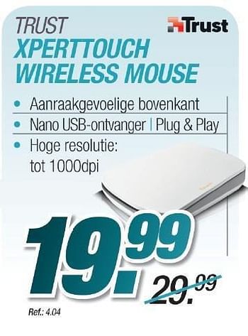 Promoties Trust xperttouch wireless mouse - Trust - Geldig van 02/09/2011 tot 04/09/2011 bij Aksioma