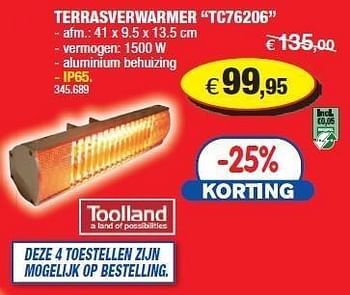 Promoties Terrasverwarmer tc76206 - Toolland - Geldig van 07/09/2011 tot 25/09/2011 bij Hubo