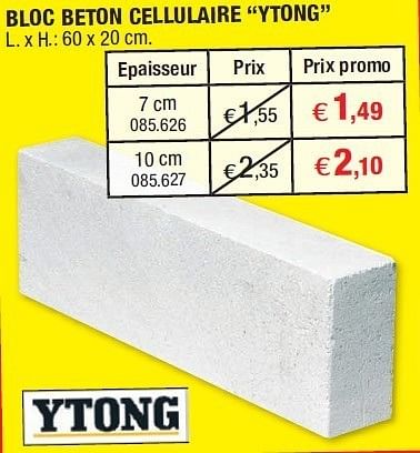 Ytong Bloc Beton Cellulaire Ytong - En Promotion Chez Hubo