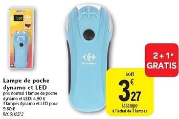 Lampe de poche LED à dinamo CARREFOUR : la lampe de poche à Prix Carrefour