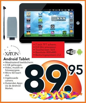 Promoties Android tablet - Xiron - Geldig van 26/09/2011 tot 09/10/2011 bij Blokker