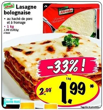 Trattoria Alfredo Lasagne bolognaise - En promotion chez Lidl