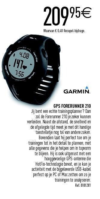 Promoties Gps forerunner 210 - Garmin - Geldig van 01/10/2011 tot 15/10/2011 bij Decathlon