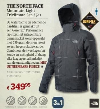 Promoties Mountain light triclimate 3-in-1 jas - The North Face - Geldig van 11/10/2011 tot 06/11/2011 bij A.S.Adventure