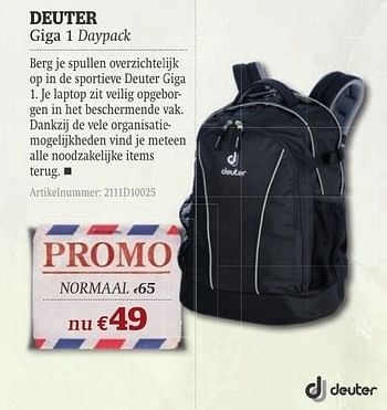 Promoties Giga 1 daypack - Deuter - Geldig van 11/10/2011 tot 06/11/2011 bij A.S.Adventure