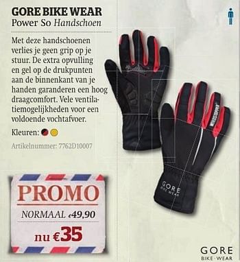Promoties Power so handschoen - Gore Bike Wear - Geldig van 11/10/2011 tot 06/11/2011 bij A.S.Adventure