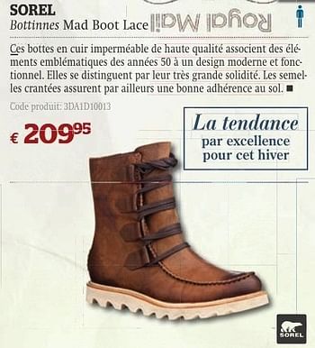 Promotions Bottinnes mad boot lace - Sorel - Valide de 11/10/2011 à 06/11/2011 chez A.S.Adventure