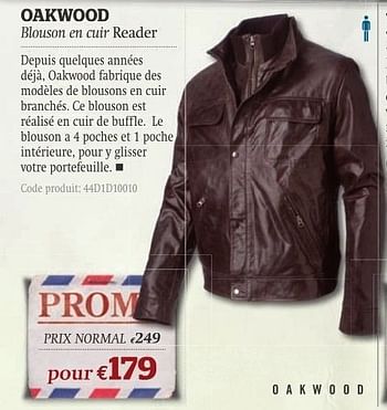 Promotions Blouson en cuir reader - Oakwood - Valide de 11/10/2011 à 06/11/2011 chez A.S.Adventure