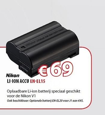 Promoties Liion accu enel15 - Nikon - Geldig van 24/10/2011 tot 25/11/2011 bij Top Camera