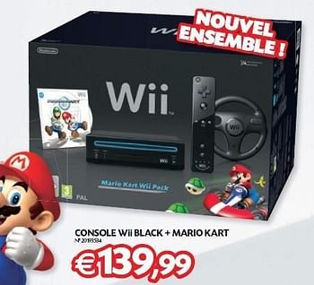 Promotions Console wii black + mario kart - Nintendo - Valide de 25/10/2011 à 07/11/2011 chez Fun