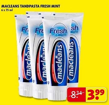 Verhogen Koor Snelkoppelingen Macleans Macleans tandpasta fresh mint - Promotie bij Kruidvat