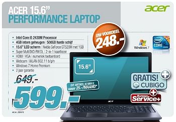 Promotions Acer performance laptop - Acer - Valide de 26/10/2011 à 12/11/2011 chez Auva