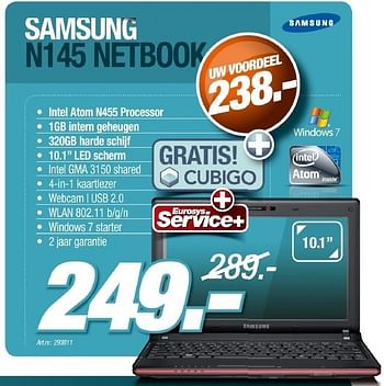Promoties Samsung n145 netbook - Samsung - Geldig van 26/10/2011 tot 12/11/2011 bij Auva