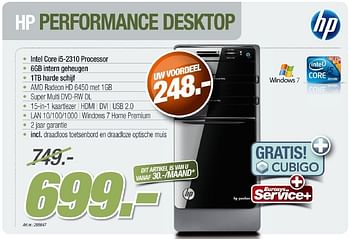 Promotions Hp performance desktop - HP - Valide de 26/10/2011 à 12/11/2011 chez Auva
