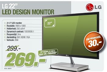 Promotions Lg led design monitor - LG - Valide de 26/10/2011 à 12/11/2011 chez Auva