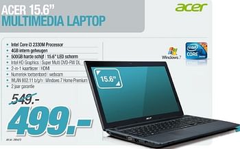 Promoties Acer multimedia laptop - Acer - Geldig van 26/10/2011 tot 12/11/2011 bij PC Center