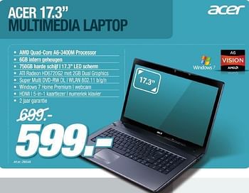 Promoties Acer multimedia laptop - Acer - Geldig van 26/10/2011 tot 12/11/2011 bij PC Center