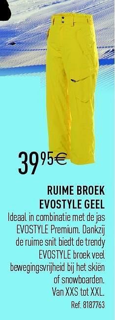 Promoties Ruime broek evostyle geel - Wed'ze - Geldig van 26/10/2011 tot 12/11/2011 bij Decathlon