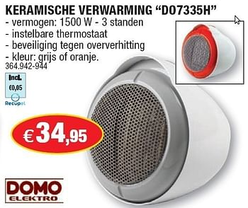 Promoties Keramische verwarming do7335h - Domo elektro - Geldig van 26/10/2011 tot 06/11/2011 bij Hubo