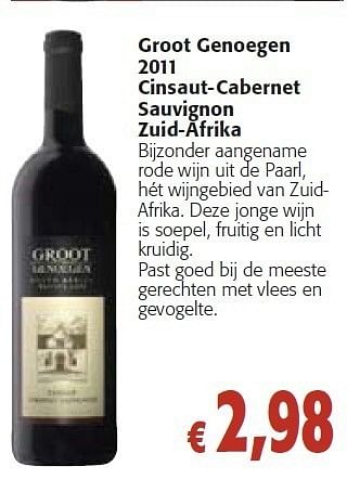 Promoties Groot genoegen 2011 - Rode wijnen - Geldig van 26/10/2011 tot 08/11/2011 bij Colruyt