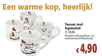 Promoties Tassen met kipmotief - Huismerk - Colruyt - Geldig van 26/10/2011 tot 08/11/2011 bij Colruyt
