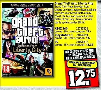 Promotions Grand theft auto liberty city - Rockstar Games - Valide de 29/10/2011 à 20/11/2011 chez E-Plaza
