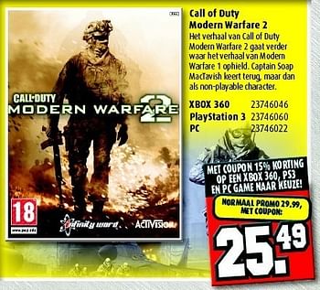 Promotions Call of duty modern warfare 2 - Activision - Valide de 29/10/2011 à 20/11/2011 chez E-Plaza