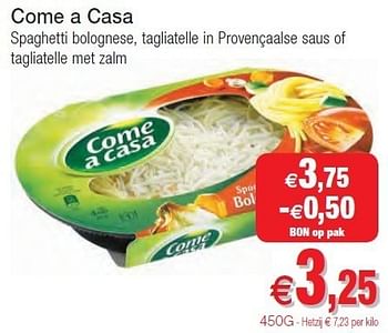 Promotions Come a casa spaghetti bolognese - Come a Casa - Valide de 01/11/2011 à 06/11/2011 chez Intermarche