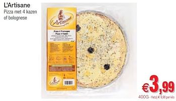 Promoties L artisane pizza met 4 kazen of bolognese - L'Artisane - Geldig van 01/11/2011 tot 06/11/2011 bij Intermarche
