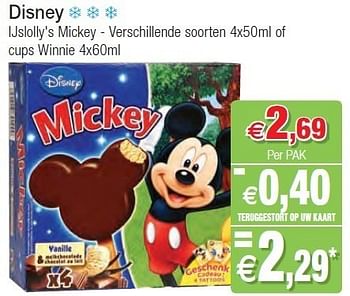 Promotions Disney ijslolly s mickey - verschillende soorten - Disney - Valide de 01/11/2011 à 06/11/2011 chez Intermarche