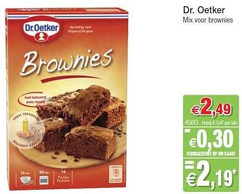 Promoties Dr. oetker mix voor brownies - Dr. Oetker - Geldig van 01/11/2011 tot 06/11/2011 bij Intermarche