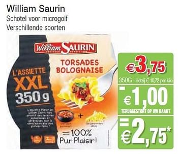 Promoties William saurin schotel voor microgolf - William Saurin - Geldig van 01/11/2011 tot 06/11/2011 bij Intermarche