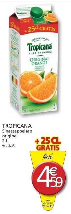 Promotions Tropicana sinaasappelsap original - Tropicana - Valide de 01/11/2011 à 13/11/2011 chez Champion