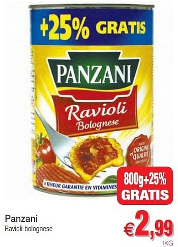 Promotions Panzani ravioli bolognese - Panzani - Valide de 01/11/2011 à 06/11/2011 chez Intermarche