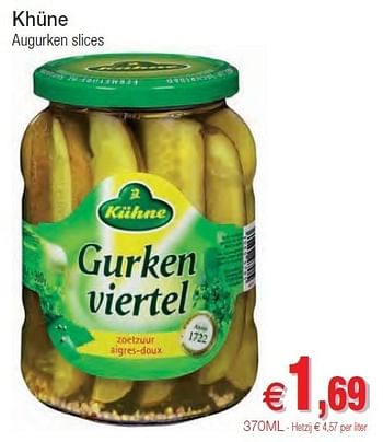 Promoties Khüne augurken slices - Khune - Geldig van 01/11/2011 tot 06/11/2011 bij Intermarche