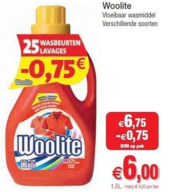 Promoties Woolite vloeibaar wasmiddel - Woolite - Geldig van 01/11/2011 tot 06/11/2011 bij Intermarche
