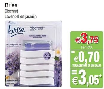 Promoties Brise discreet lavendel en jasmijn - Brise - Geldig van 01/11/2011 tot 06/11/2011 bij Intermarche