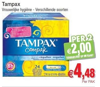 Promoties Tampax vrouwelijke hygiëne - Tampax - Geldig van 01/11/2011 tot 06/11/2011 bij Intermarche