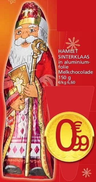 Promoties Hamlet sinterklaas in aluminiumfolie melkchocolade - Hamlet - Geldig van 01/11/2011 tot 13/11/2011 bij Champion