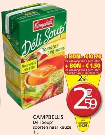 Promotions Campbell s déli soup - Campbell's - Valide de 01/11/2011 à 13/11/2011 chez Champion