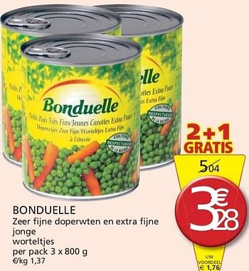 Promoties Bonduelle zeer fijne doperwten en extra fijne jonge worteltjes - Bonduelle - Geldig van 01/11/2011 tot 13/11/2011 bij Champion