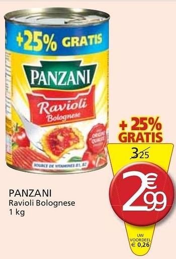 Promoties Panzani ravioli bolognese - Panzani - Geldig van 01/11/2011 tot 13/11/2011 bij Champion